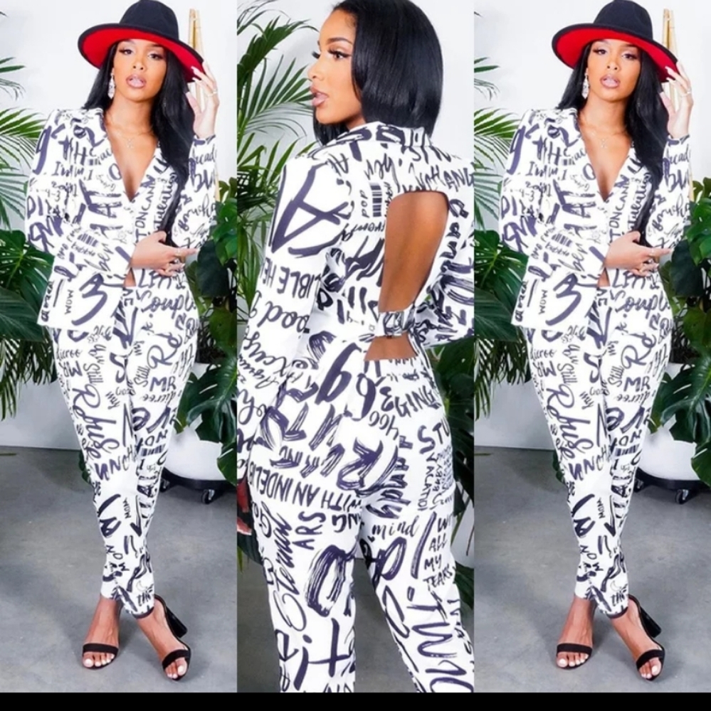 2pc suit navy/white